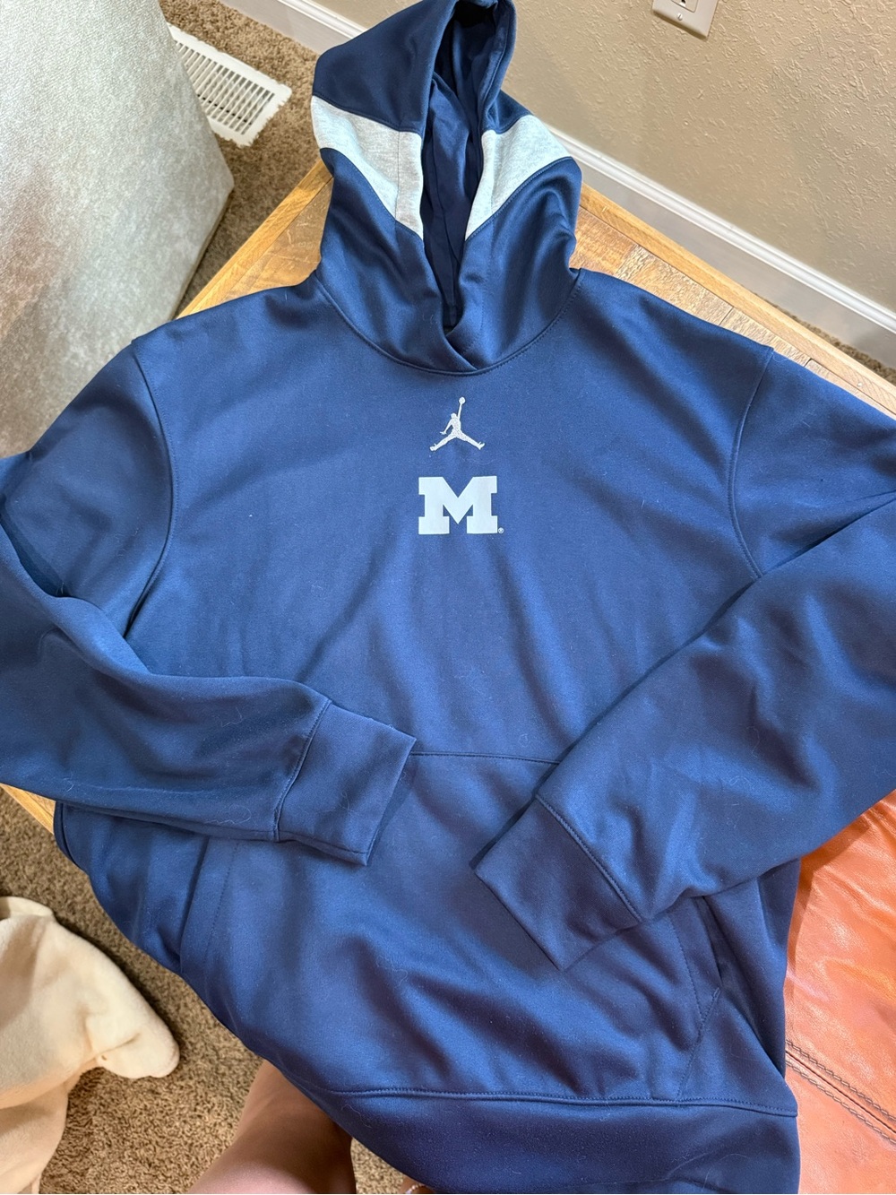 Jordan Navy Pullover Hoodie with White 'M' Logo